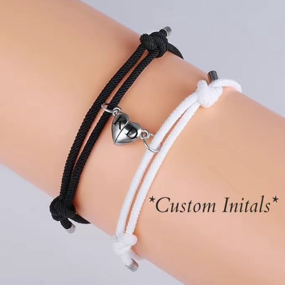 Customizable Magnetic Heart Bracelet for Couples