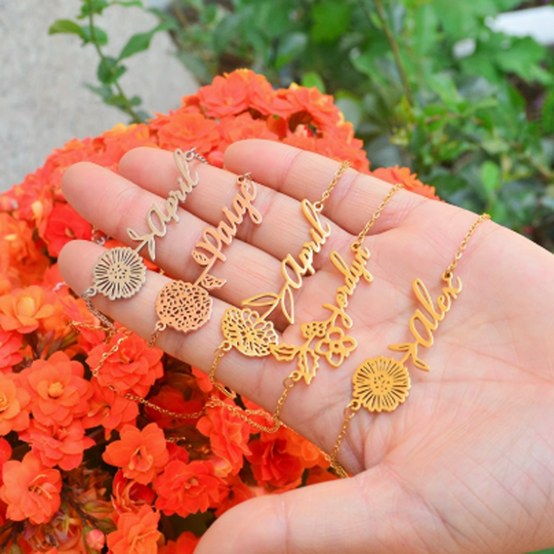 Customizable Birth Flower Necklace