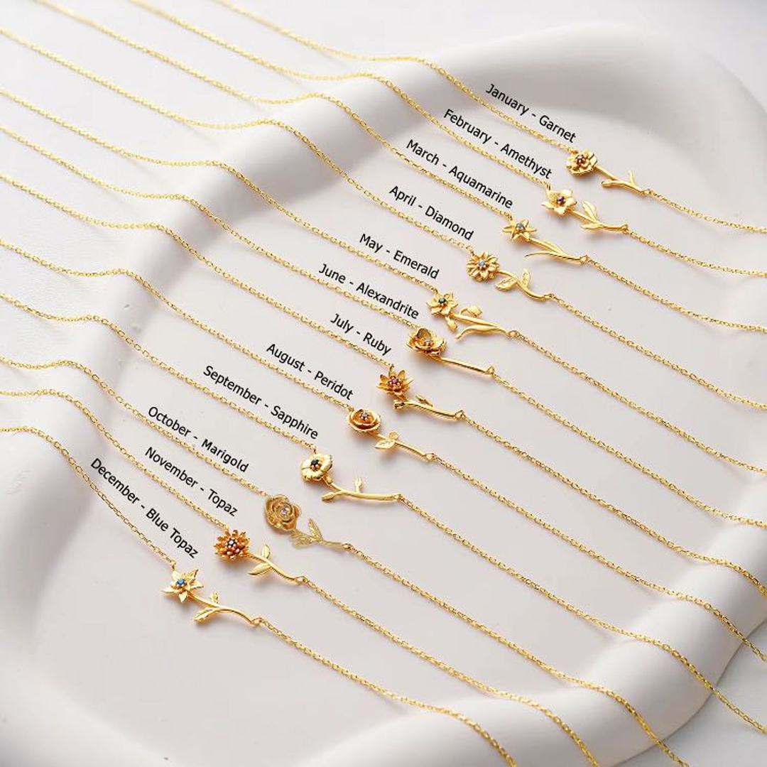 Customizable Birth Flower Necklace