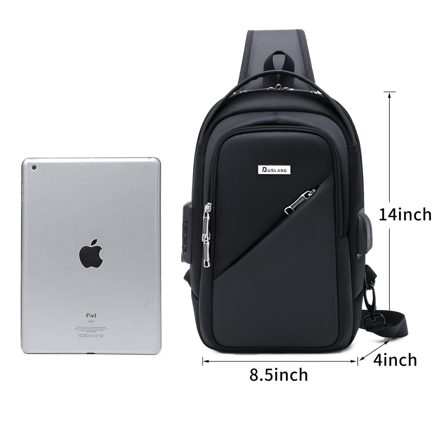 Hiking Daypack Shoulder Backpack Crossbody Sling bag for Men, Chest Bags with USB Charger Port For Casual Camping Biking Travel Cycling