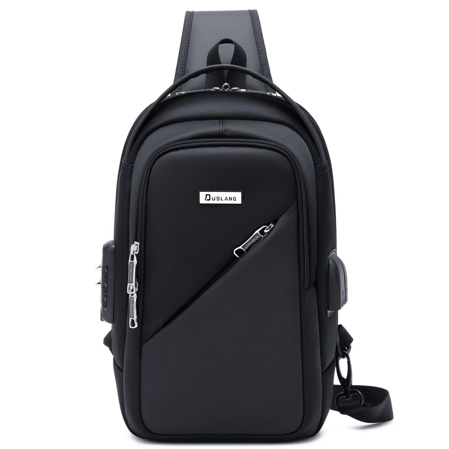 Hiking Daypack Shoulder Backpack Crossbody Sling bag for Men, Chest Bags with USB Charger Port For Casual Camping Biking Travel Cycling