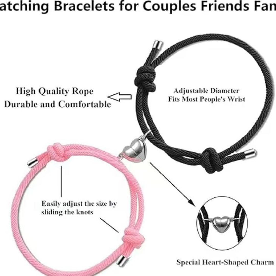Customizable Magnetic Heart Bracelet for Couples