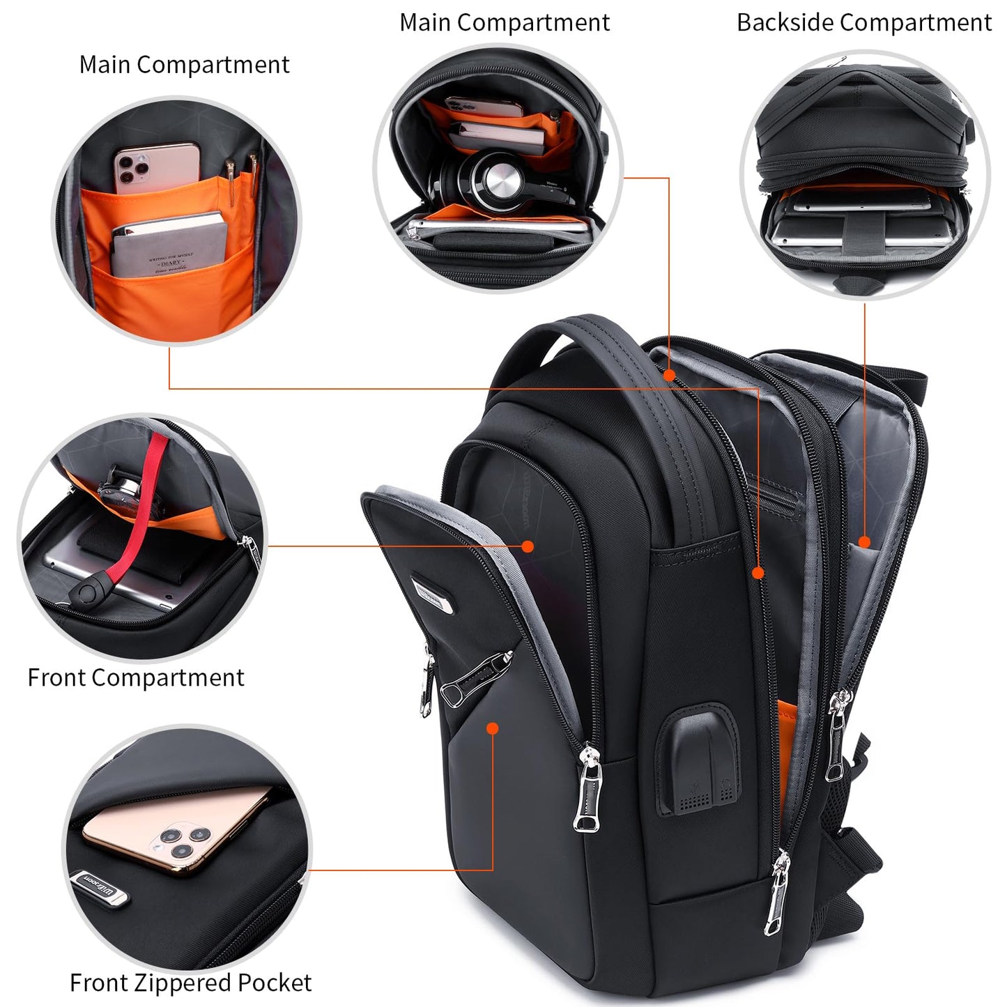 Hiking Daypack Shoulder Backpack Crossbody Sling bag for Men, Chest Bags with USB Charger Port For Casual Camping Biking Travel Cycling