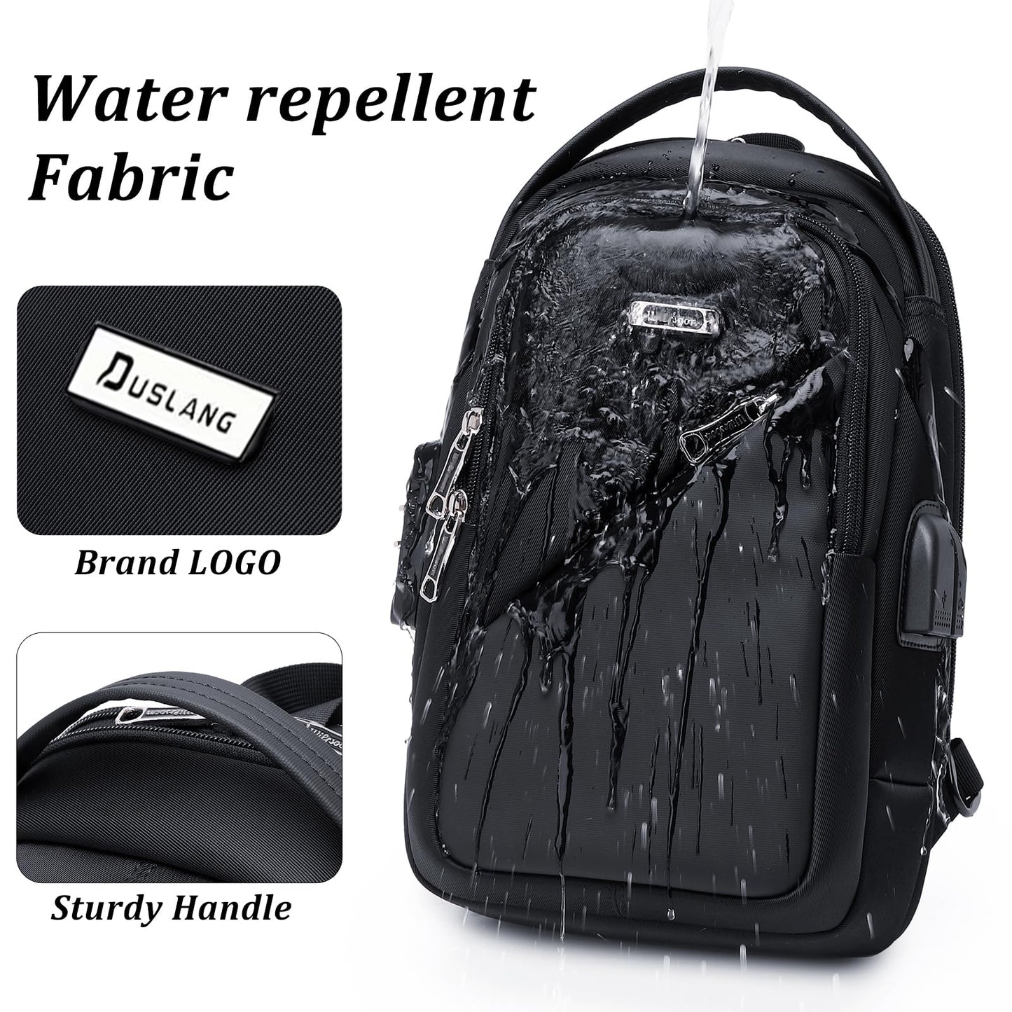 Hiking Daypack Shoulder Backpack Crossbody Sling bag for Men, Chest Bags with USB Charger Port For Casual Camping Biking Travel Cycling